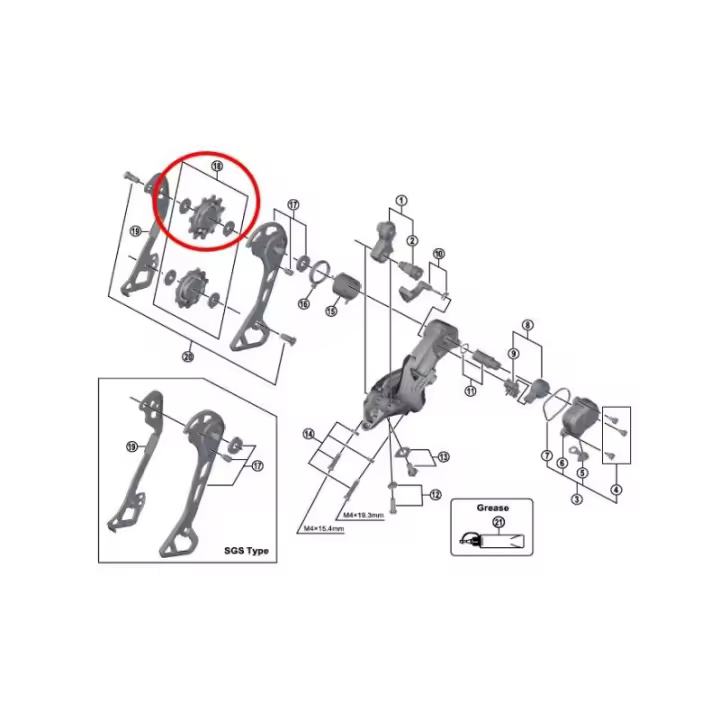 Shimano - Juego de poleas guía y tensión RD-M8000 para desviador trasero Deore XT, compatible con sistemas de cambio Shimano 11 velocidades, piezas de recambio originales para bicicletas de montaña y carretera - 1