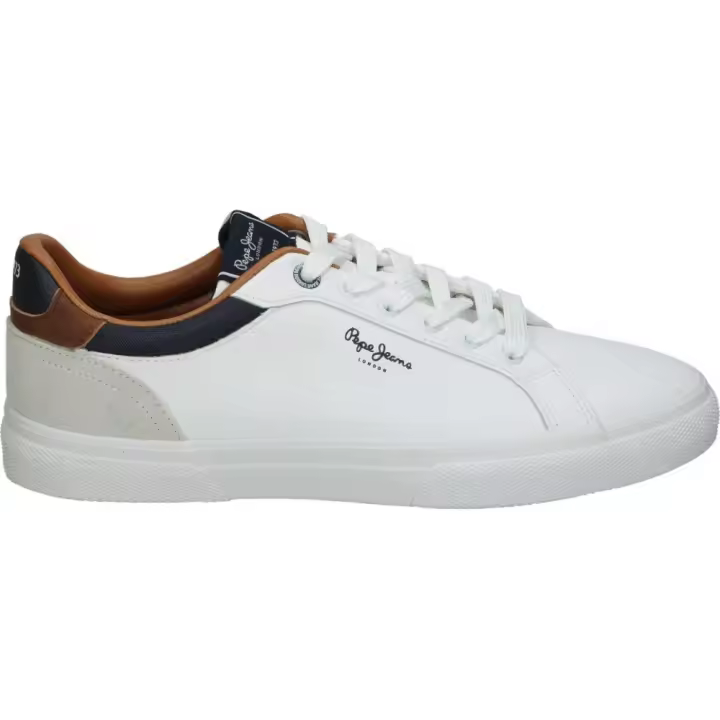PEPE JEANS | Zapatillas Pepe Jeans Kenton Retro para Hombre – Deportivas en Color Blanco con Detalles en Marrón – Sneakers con Cordones – Estilo Casual – Versátiles – Combinables y Cómodas – Modelo PMS30839-800 - 1