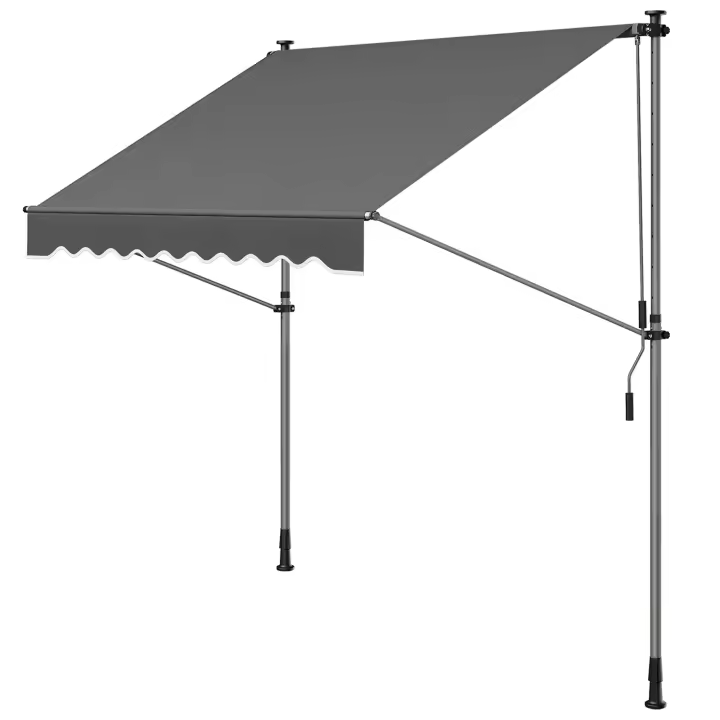 SONGMICS Toldo Retráctil Exterior, Toldo Regulable en Altura de 220-300 cm, con Manivela para Balcón, Jardín, Patio, 200 x 120 cm, Gris - 1