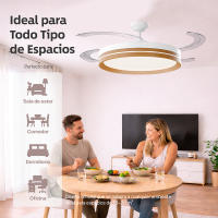 IOTOSTARK Ventilador de Techo con Luz LED Retráctil 106cm, 4 Aspas, Control por APP y Mando a Distancia, Potencia Total 66W, Temporizador, 6 Velocidades, 3 Temperaturas de Luz, Función Verano-Invierno, Silencioso, Negro IOTOSTARK-leduni - details 3