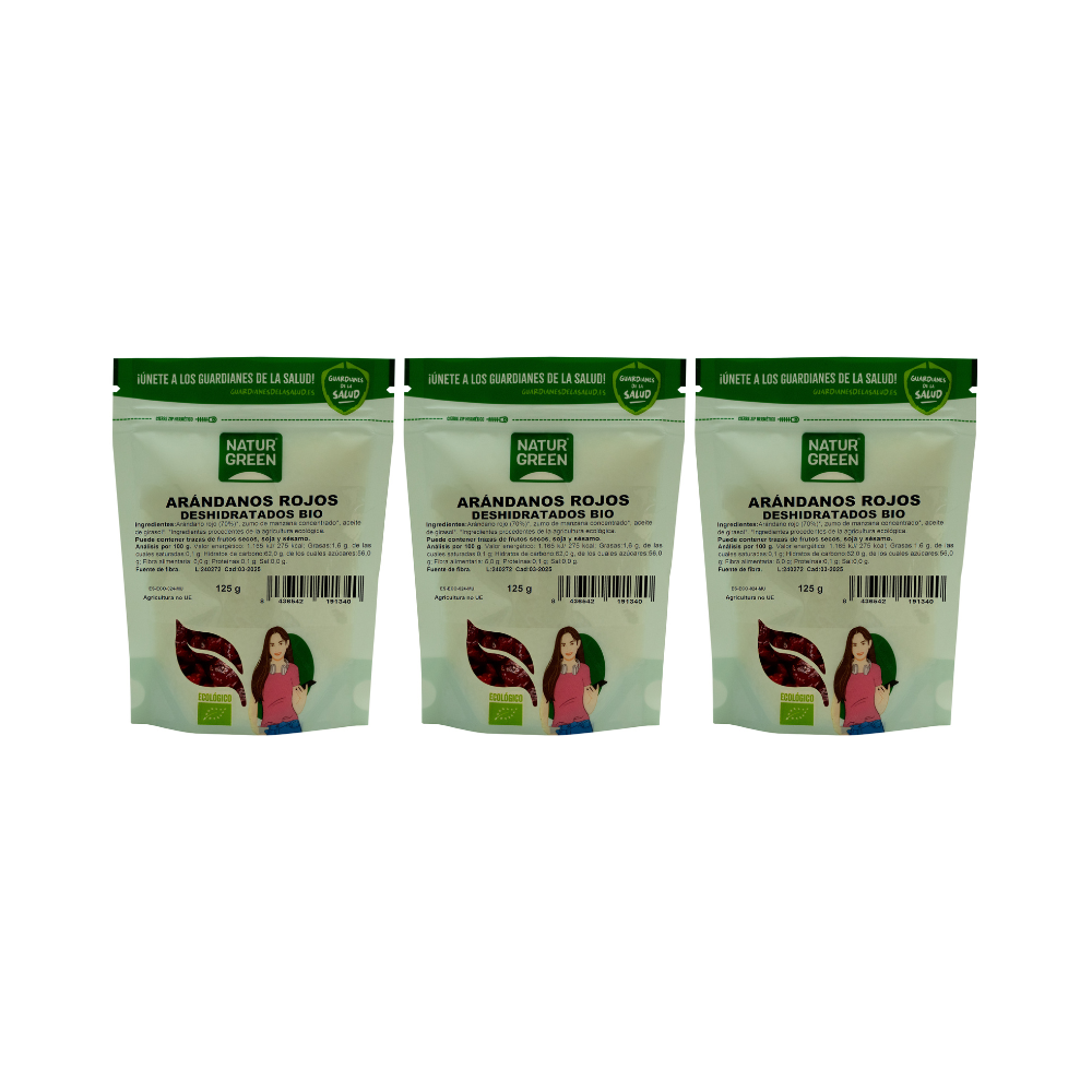 Pack 3x NaturGreen Arándanos Rojos Deshidratados Bio