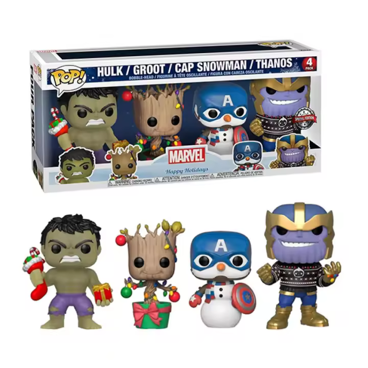FUNKO POP! MARVEL - 4 PACK HOLIDAY EXCLUSIVO, 51796, TIENDA CON LICENCIA OFICIAL, ENVIO 24-48 HORAS PENÍNSULA, FIGURA, CABEZÓN, MUÑECO, JUGUETES - 1