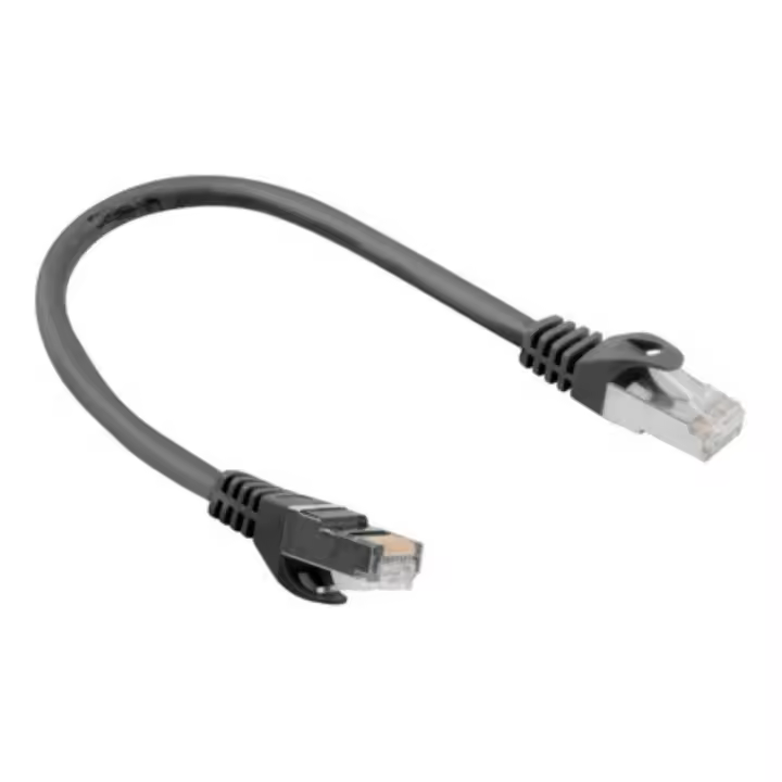 Lanberg - Cable de red RJ45 Cat.6 FTP (F/UTP) PCF6-10CC-0025-BK de 0,25 m con blindaje de aluminio y trenzado 7×0,16 mm, ideal para conexiones Ethernet estables hasta 10 Gbps y 250 MHz, color negro - 1