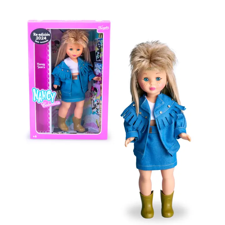Nancy Colección Jean's, Muñeca Rubia Reedición de 1989 con Conjunto Vaquero y Botas, Muñeca para Coleccionistas con Certificado Oficial, Famosa (NAC64000) - 1
