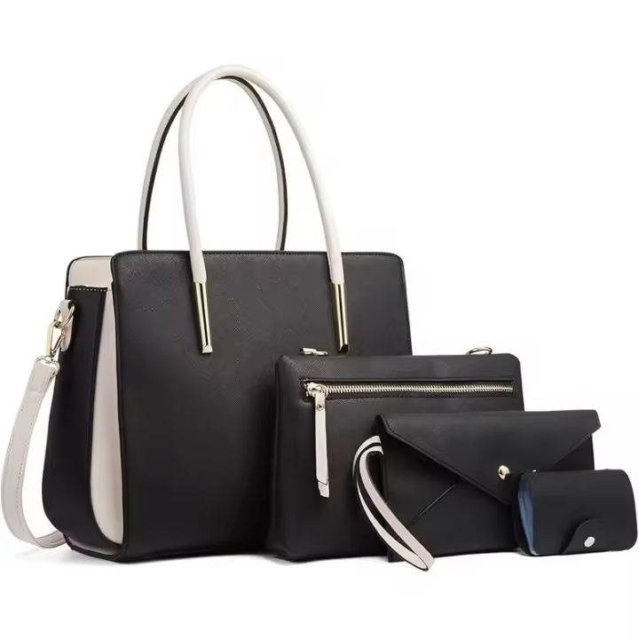 Elegante Bolsos de Mano Bolso Bandolera Mujer Bolso de Mano Cartera Juego de 4 Piezas Bolso de Hombro Cruzado Señora Tote Shopper Bolso de Mensajero - 1