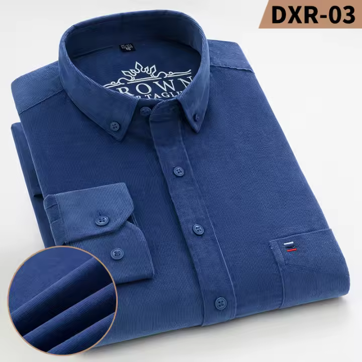 Camisa Larga De Manga Para Hombre Algodón Puro Corduroy Retro Resistente a Rasguños Y Desgaste Ropa Casual Social Diaria - 1