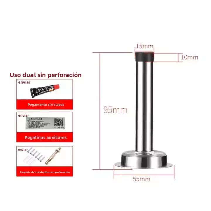 Parador De Puerta De Acero Inoxidable De Tamaño Extendido Con Punta De Goma Antideslizante Y Antiseña Protector De Pared Para Sliding - 1