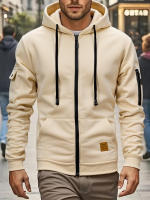 Chaqueta De Capucha Cremallera Para Hombres Moda Otoño Invierno Caliente Sudadera Deportiva Para Exteriores Senderismo Ropa De Aventura - details 4