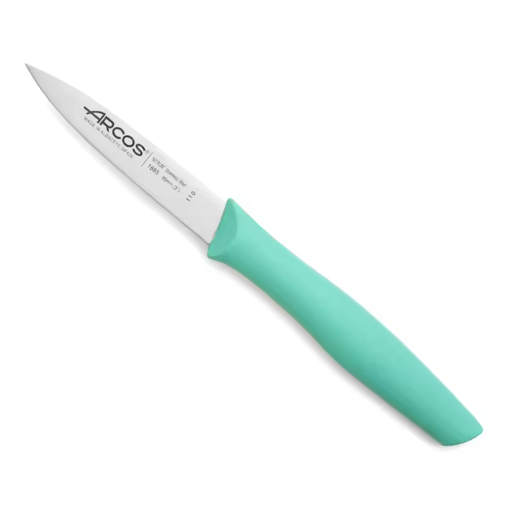 Arcos Cuchillo Mondador Acero Inoxidable NITRUM 85 mm - Ideal para Pelar Frutas y Verduras - Mango Polipropileno Adherente - Serie Nova - 1