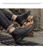 Botas De Cuero Impermeables Para Hombre Botines De Moda Casual Para Otoño Y Primavera Zapatos De Deporte De Media Calf High Para Senderismo Exterior - details 12