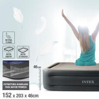 INTEX - Colchón hinchable doble, Dura-Beam Essential Rest, cama queen, 152x203x46 cm, para 2 personas, máximo 272 kg, PVC laminado, cama hinchable para interior, incluye hinchador eléctrico, con bolsa de transporte - details 3