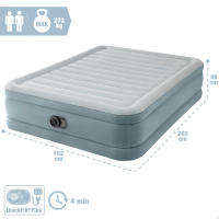 INTEX - Colchón hinchable Deluxe Premium Comfort doble, 152x203x46 cm, tecnología Fiber-Tech, bomba de aire incorporada, sistema inflado y desinflado, bolsa almacenaje, camas de aire, colchones hinchables, camping, cama matrimonio, habitación invitados - details 3