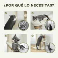 Árbol Rascador para Gatos, Árbol para Gatos 76 cm, Torre Escalador con Cama, Plataforma de Salto, Postes de Yute y Bolas de Juguete, Beige - details 4