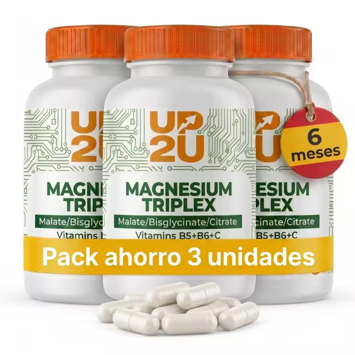 Pack 3x Magnesio Complex con Malato, Bisglicinato y Citrato, Vitaminas B5, B6 y C, UP2U Nutrition, 540 Cápsulas, 6 Meses de Suministro - 1