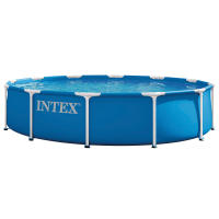 INTEX - Piscina desmontable redonda, Metal Frame, estructura tubos acero, lona tricapa PVC- Poliéster, interior efecto gresite, conexiones de Ø32 mm, a partir de 6 años, piscinas circulares, piscina jardín - details 2