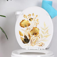 Pegatinas Creativas De Flor Dorada Para Baño Adhesivas Para Puerta Y Pared De Baño Decorativas Vinilo Decales Para Lavabo - details 9