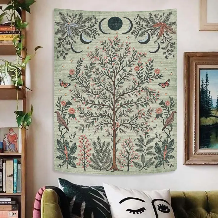 Tapiz De La Vida En Arce Para Decoración De Habitación Y Sala De Estar Estilo Bohemio Nocturno Estelar Colgante De Pared Con Sol Y Luna - 1
