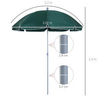 Outsunny Sombrilla de Playa Diámetro de Ø202 cm con Techo Inclinable Poste Desmontable y Pincho Inferior para Jardín - details 2