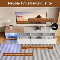 Mueble de TV blanco de 180 cm con sensor inteligente, iluminación LED automática y puerto USB, diseño moderno flotante minimalista - details 2