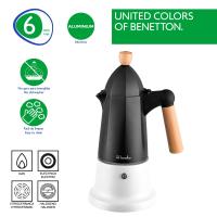 Cafetera Safari de Aluminio para 6 Tazas - Colores Rojo y Crema - Mango de Madera de Haya - Fácil de Limpiar - No Apto para Lavavajillas - Diseño para Amantes del Café - Marca United Colors Of Benetton - details 8