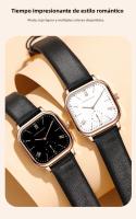 Reloj De Mujer Hannah Martin De Cuadrado Con Correa De Cuero Y Dial De 26mm Placa De Oro Rosa 3 Bar Impermeable Moda Regalo - details 6