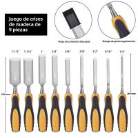 Juego De 9 Piezas De Taladro De Madera Para Carpintería Profesional Herramientas DIY Juego De Cincel De Grabado De Madera Con Mango Redondo Material De Hoja De Acero Cromo-vanadio - details 3