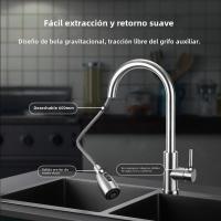 Grifo De Cocina De Acero Inoxidable 304 Con Mangue Pull out 360 Grados Tope Único Roce De Cera Grifo De Piscina Con Cabezal De Rociador - details 4