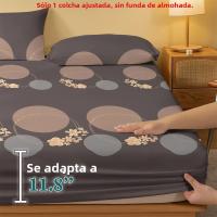 Sábana Redonda Moderna Y Sencilla De Tela Mate Con Estampado Geométrico 100% Poliéster 200 TC Fitted Sheet Para Cama Sin Almohadas - details 6