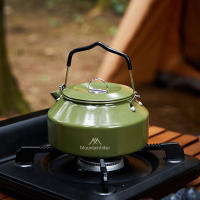 Hervidor De Agua De Viaje Ultraligero De 1.4L Con Manija Para Estufa Café Metal Suministros De Mesa Color Khaki Verde Negro - details 5