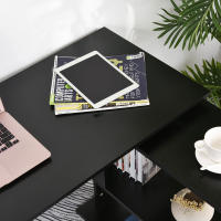 HOMCOM Escritorio Esquinero Giratorio, 120x110 cm, Escritorio en L, Mesa de Escritorio con Estantes, para Oficina en Casa, Estudio, Hogar, Negro - details 3