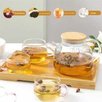 Tetera De Vidrio Borosilicato 1L/1.8L Con Tapa De Bambú Y Filtro Removible Para Oficina Y Hogar Kettle De Té Transparente - details 3