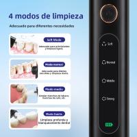 Limpia Dientes Eléctrico Con 4 Modos Herramienta De Blanqueamiento Dental Eliminador De Tartar Y Placa Cuidado Oral Fresco Negro - details 4