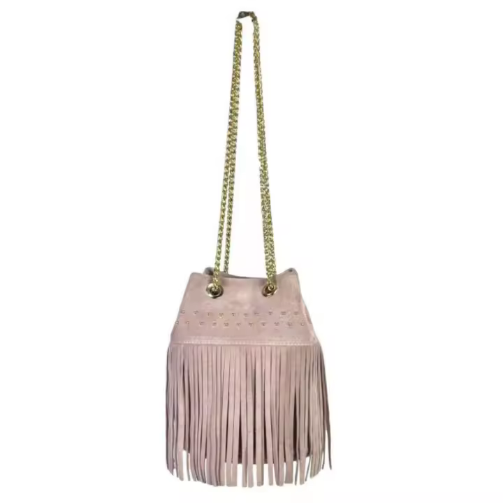 énvo Bolso Bombonera Piel de Ante con Flecos - 1