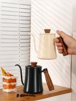 Cafetera Con Tapa Y Termómetro De Acero Inoxidable 304 Escala Clara Mango De Madera Sólida De Alta Calidad Utensilios De Café Hechos a Mano 500ML - details 1