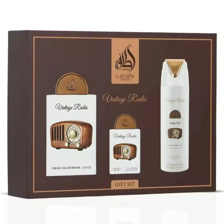 Set Regalo Lattafa Pride Vintage Radio Perfume Unisex 100 ml + Miniatura | Pack Árabe Lujo, Fragancia Premium y Larga Duración - 1