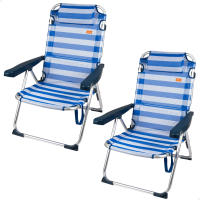 Aktive - Silla playa plegable, 48x60x90 cm, respaldo reclinable 5 posiciones, soporta un peso máximo de 110 kg, topes antivuelco, estructura aluminio, tejido textileno, incluye cojín acolchado, tumbona exterior - details 6