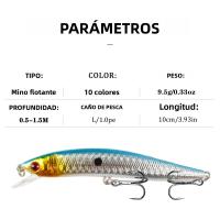 Señuelo De Pesca Flotante Minnow 1/2pcs Con Ojos 3D Crankbait Wobblers Artificial Plástico Duro Para Bass Pike Jerkbait Equipamiento De Pesca - details 1