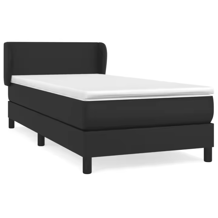 vidaXL Cama box spring con colchón cuero sintético negro 90x190 cm - 1