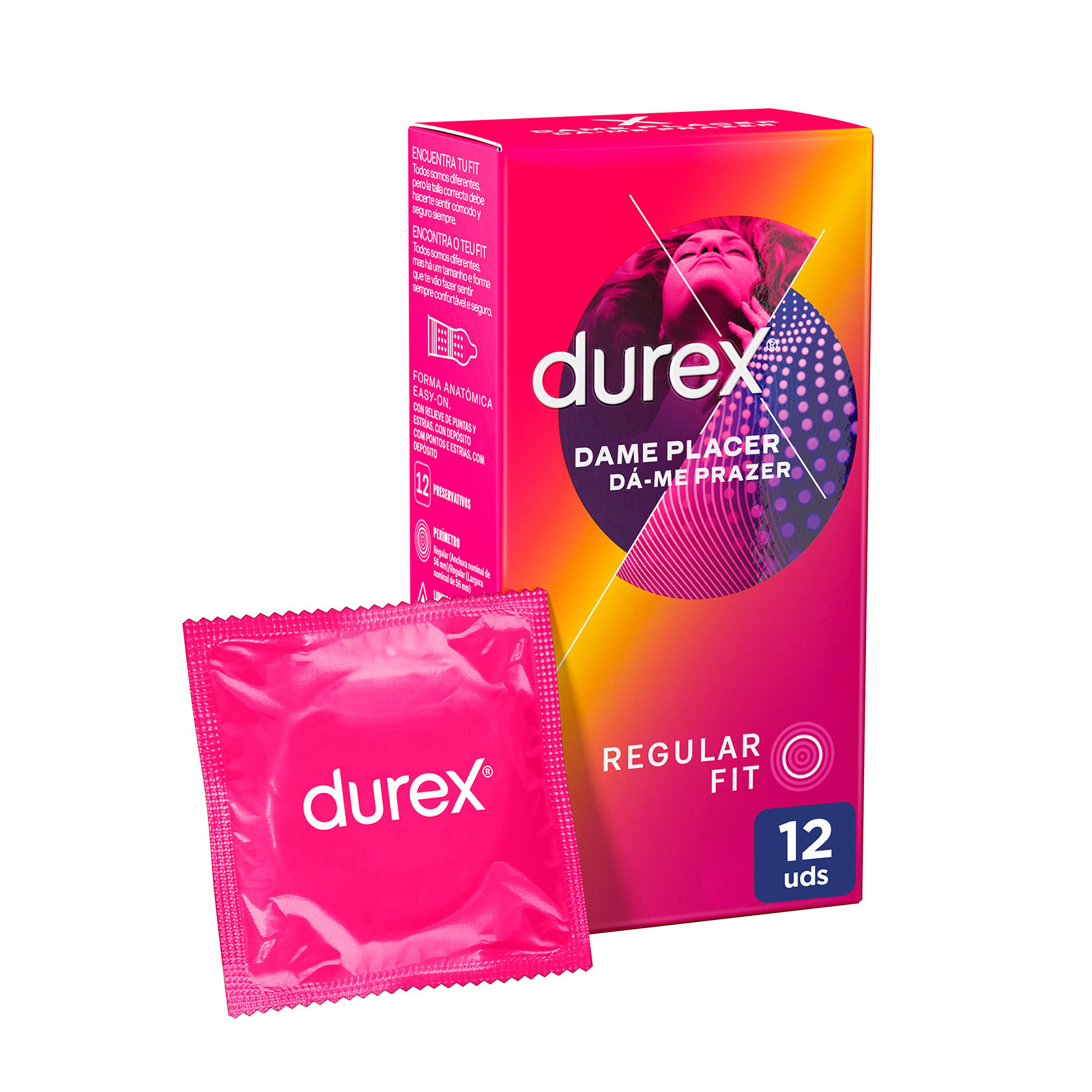 Durex - Preservativos Dame Placer para Mayor Sensación Packs 12-24-48 condones para un sexo seguro