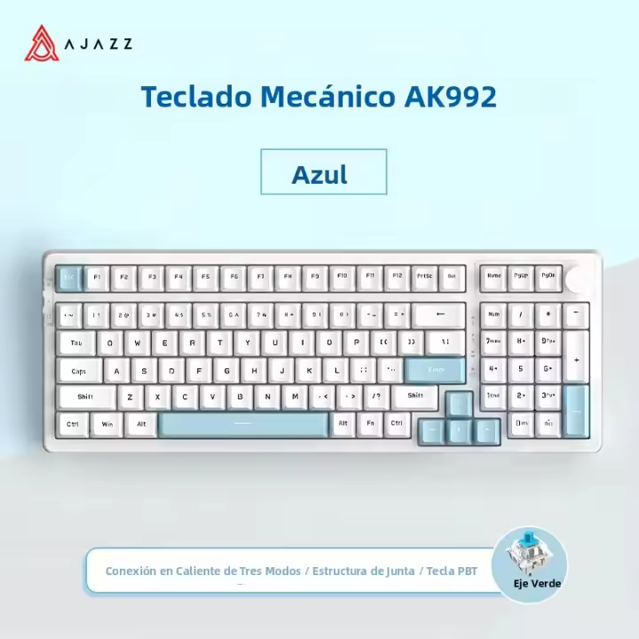 Teclado Mecánico AJAZZ AK992 Gaming RGB 100 Teclas Intercambio Caliente 5.0 Bluetooth Inalámbrico 2.4G USB Para PC Gamer Escritorio - 1