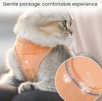 Correa para Gatos, Suave, Transpirable, Mantiene a La Mascota Cómoda, Color Bloqueado, Reflectante, Ajustable, a Prueba de Escape, Chaleco Pequeño para Caminar, Trotar(Azul Naranja M) - details 1