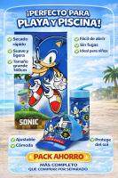 Pack Playa Niño 3 en 1 Toalla Microfibra 140x70 Secado Rápido + Gorra Ajustable + Botella 410ml Set Verano Infantil Piscina Playa Regalo Niños Pokémon Minecraft Stitch Frozen Bluey Dragon Ball Sonic - details 4