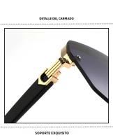 Gafas De Sol Para Hombres Y Mujeres Oversize Retro Double Bridges Polygon Square Metal Fashion Gradient Shades UV400 - details 3