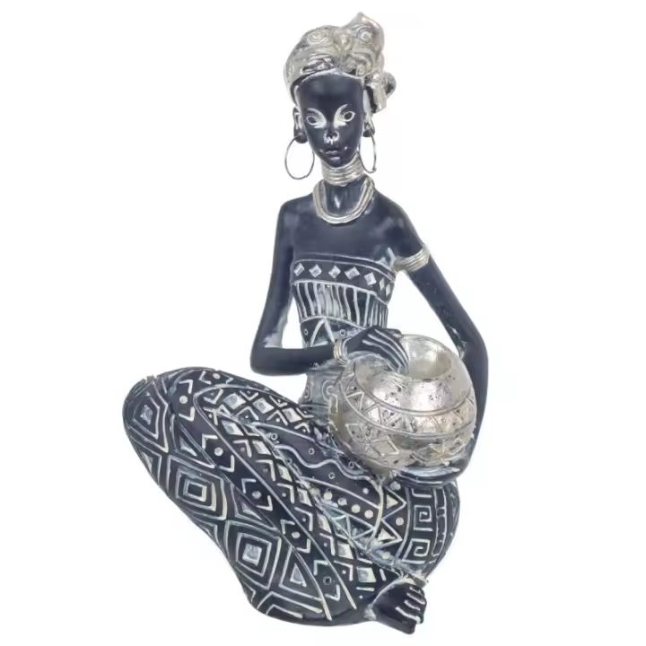 SIGNES GRIMALT Signes Grimalt Figura Africana en Resina Plata 18x11x11cm - 1