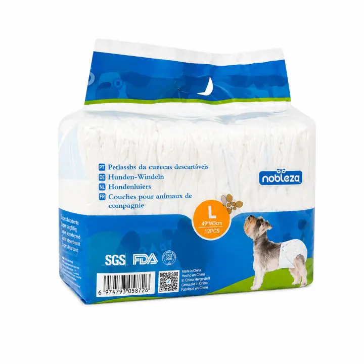 Pañales absorbentes desechables para perras, varias tallas, pack de 12 unidades - 1