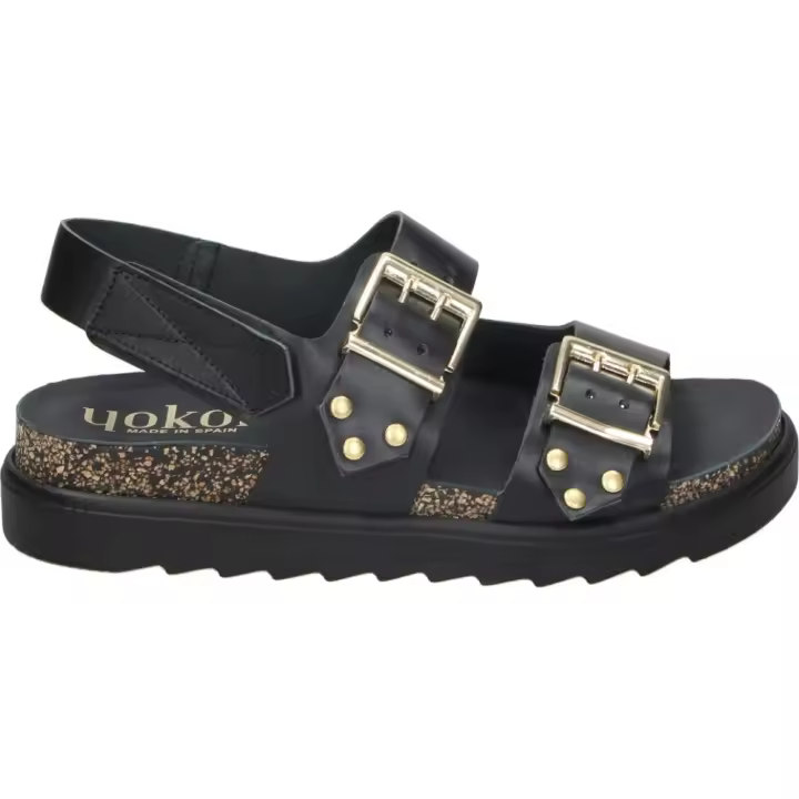 YOKONO | Sandalias de Piel Yokono Tunez para Mujer – Sandalia Plana en Color Negro – Sandalias de Verano con Cierre de Hebilla y Velcro – Máximo Ajuste – Versátiles – Alta Calidad – Estilosas – Modelo TUNEZ-261 - 1