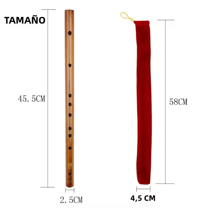 Flauta De Bambú MABT Con Bolsa De Veludo Instrumento Clásico Chino Piccolo Tones C/D/E/F/G Diseño De Agujeros Abiertos Para Estudio Y Exámenes - 1
