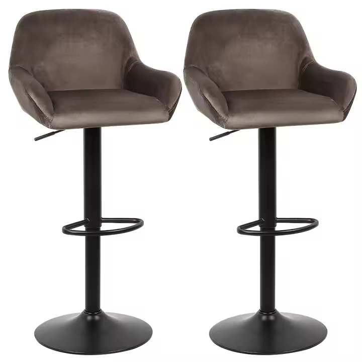 Aqrau Lote de 2 Taburetes de Bar Flannel Giratorio 360° Regulable en Altura - 1