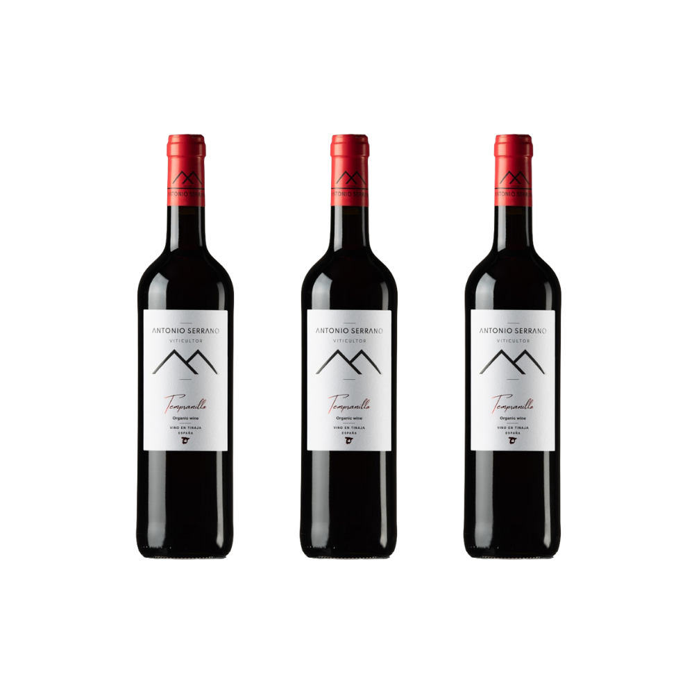 Antonio Serrano Viticultor - Vino Tinto Joven Tempranillo, Elaborado en Tinajas Centenarias, Pack de 3 Botellas