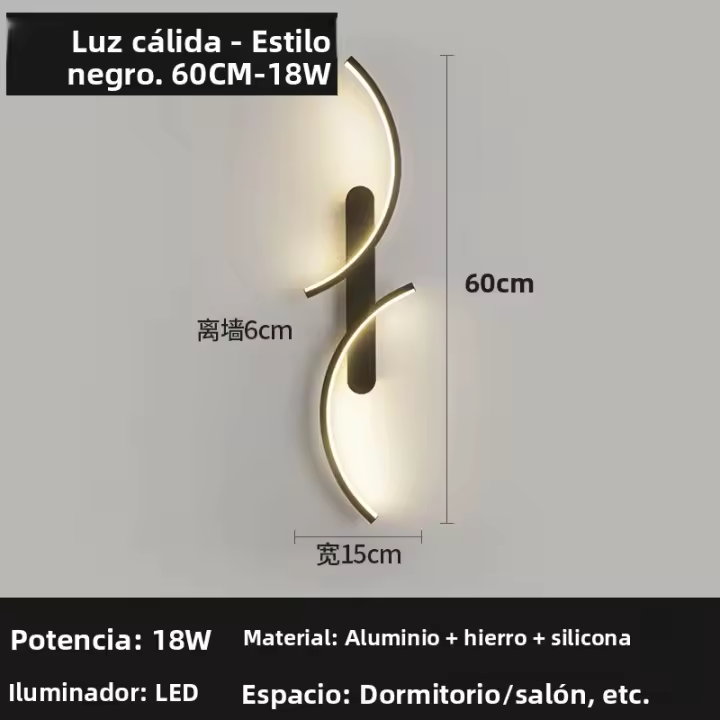 Lámpara De Pared Moderna En Forma De C LED Minimalista Para Decoración De Hogar Sala De Estar Dormitorio Pasillo Oficina Instalación En Pared Material Aluminio - 1